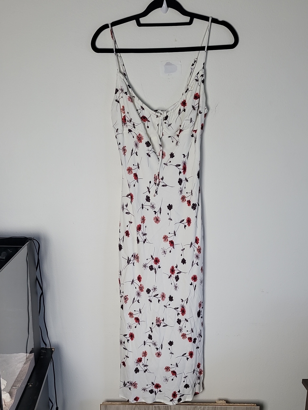 Kirious Los Angeles Floral White Cottagecore Tie  Midi Dress Medium